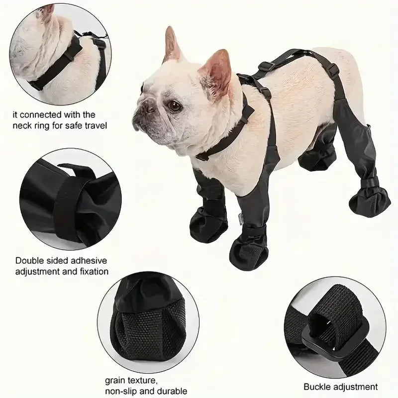 Pet Dog Shoes Waterproof Adjustable Dog Boots Rain Day Pet Breathbale Shoes for Outdoor Walking Soft French Bulldog Paws Protec