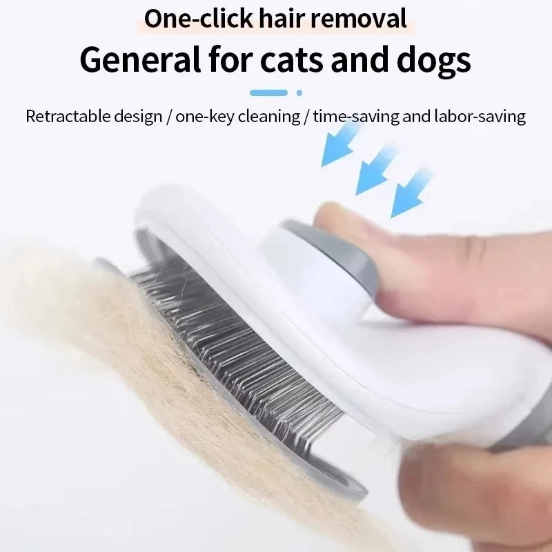 Dog Grooming Brush with Easy Clean Button
